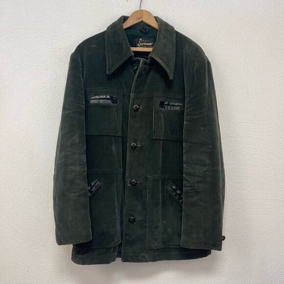 Sportswear Corduroy Utility Jacket Long Sleeves Front Button Green Size 40 Reg - Picture 7 of 11
